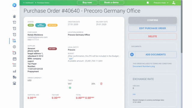 import items to purchase order