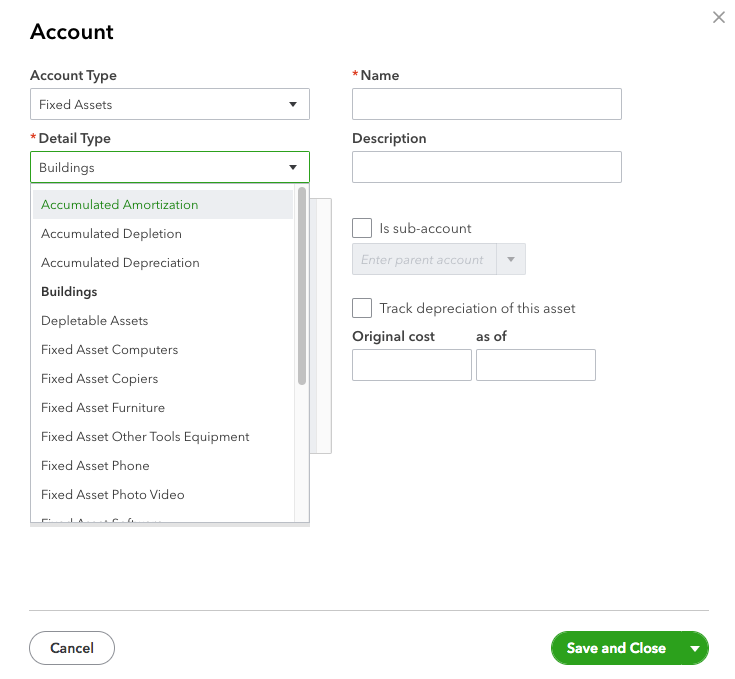 recording equipment purchase manually in quickbooks