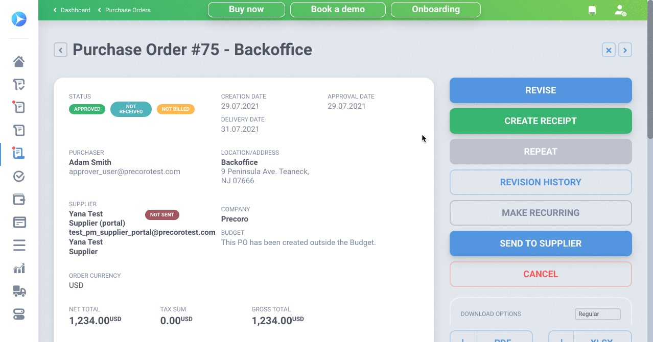 request for proposal attachments in purchase orders