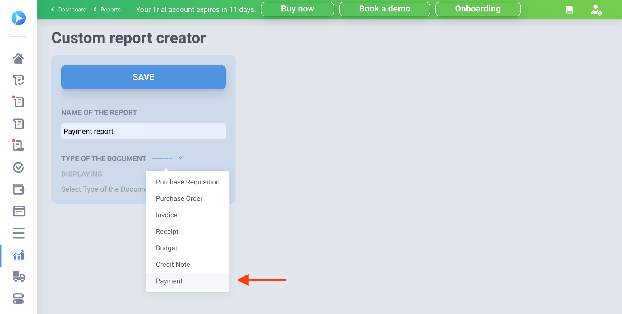 creating custom payment report