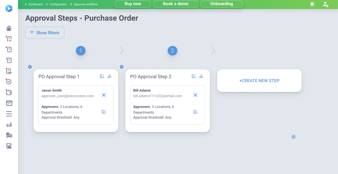 precoro approval workflow additional steps