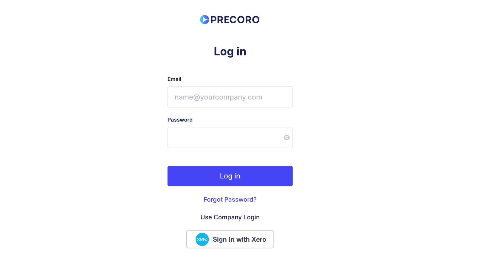 precoro sign in with xero