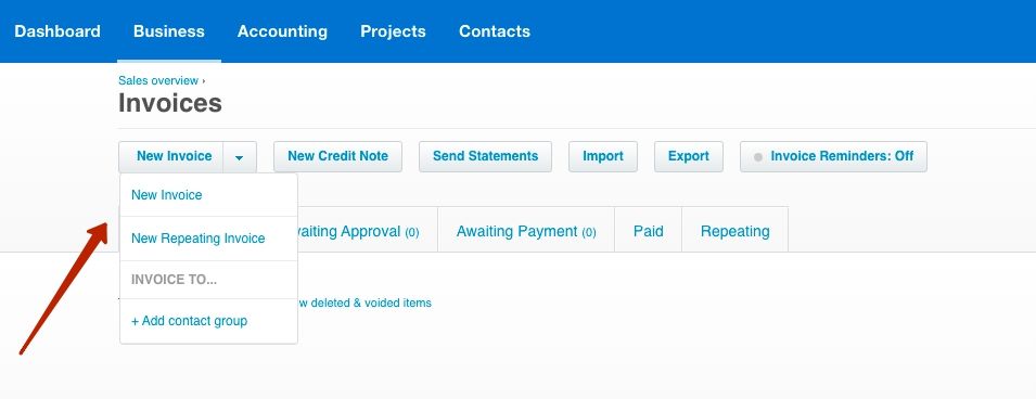 xero classic invoicing step 2