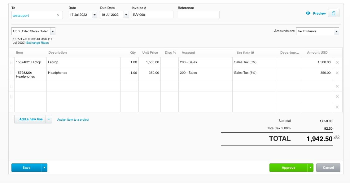 xero classic invoicing step 3