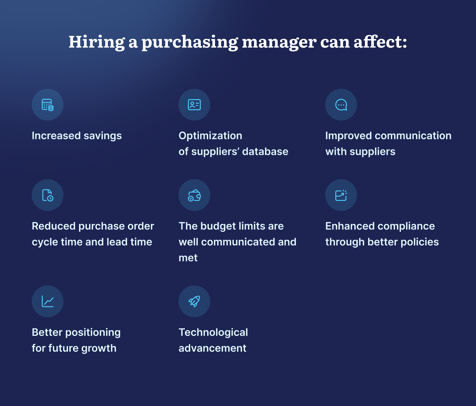 benefits of hiring a purchasing manager