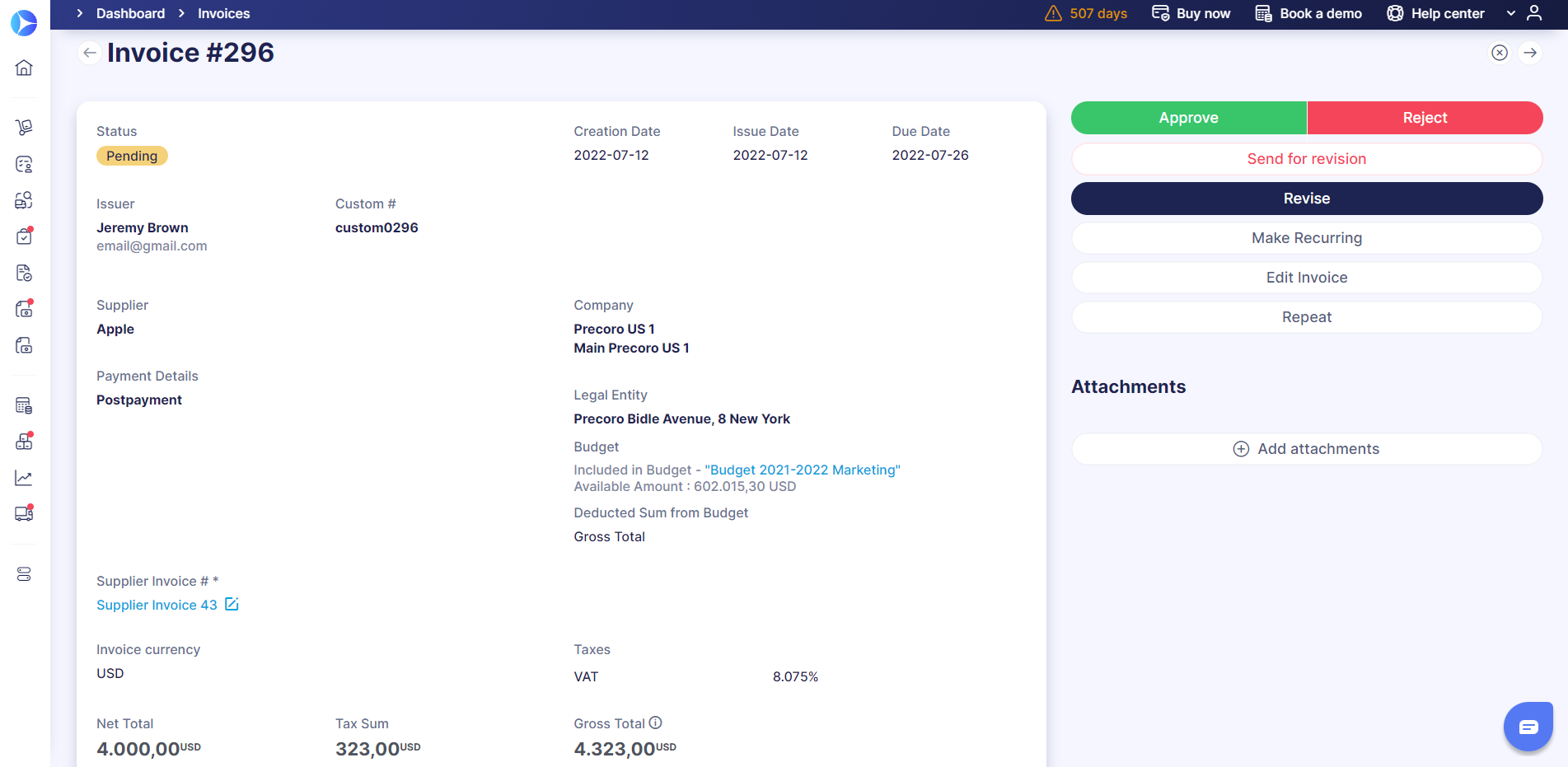 Re-design of the incoming invoice approval at METRONOM