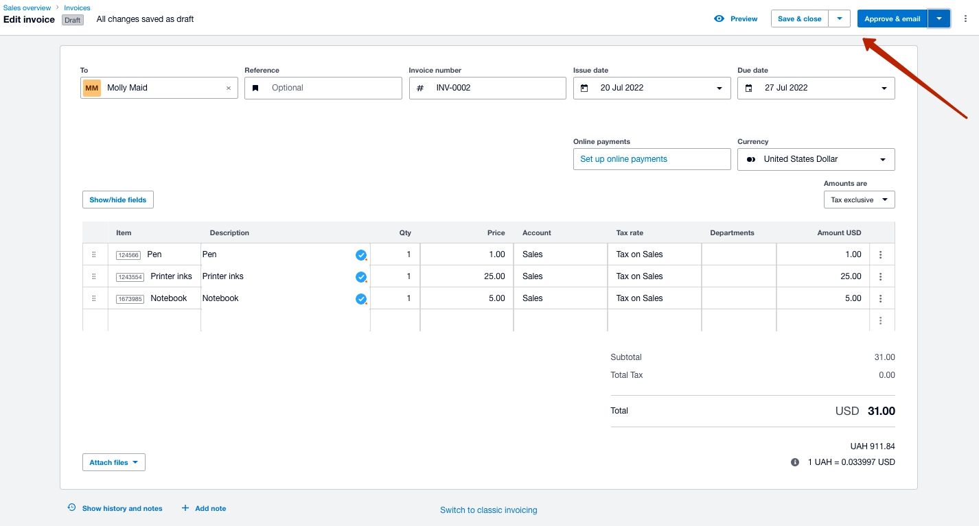 xero new invoicing step 6