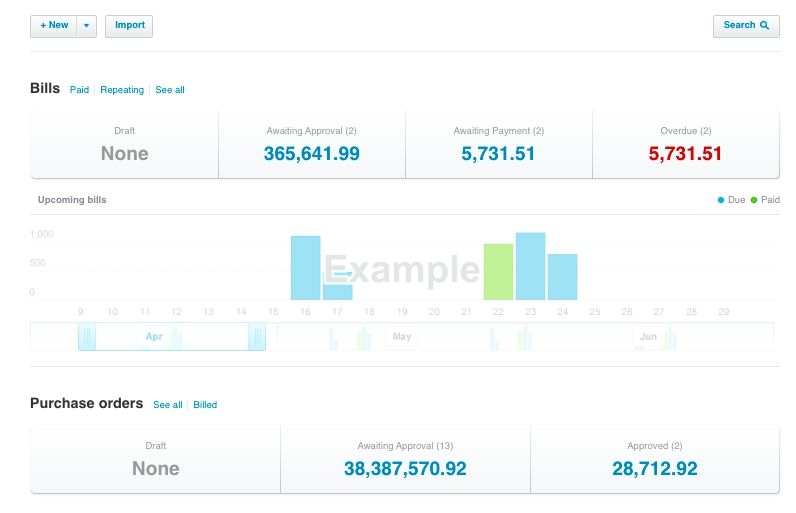 purchase overview module in xero