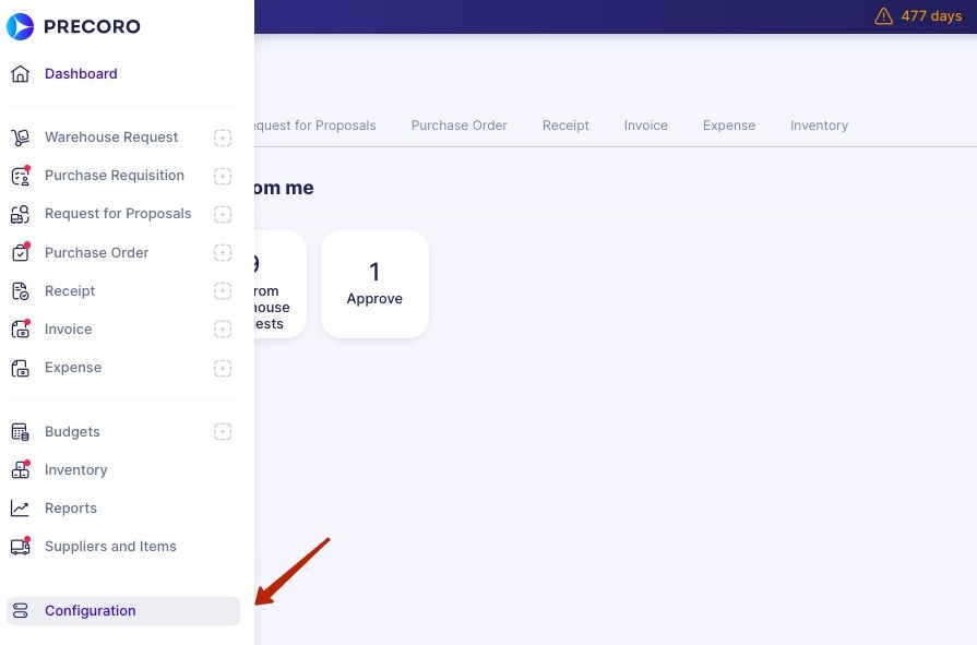 creating blanket purchase order in precoro step 1