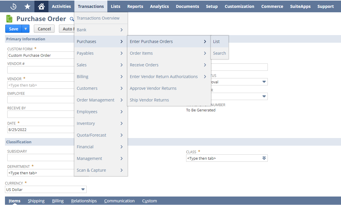 How To Find Purchase Order Record Type In Netsuite 7448