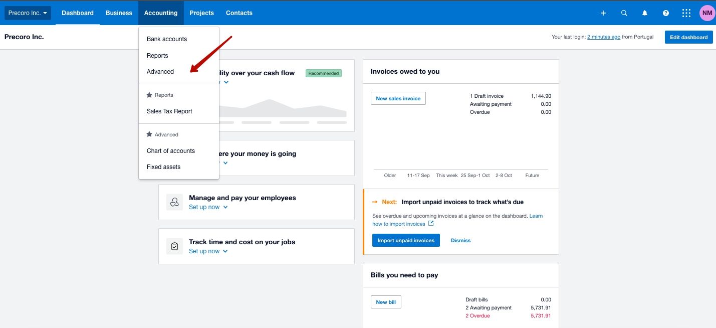 how to create the chart of accounts in xero step 1