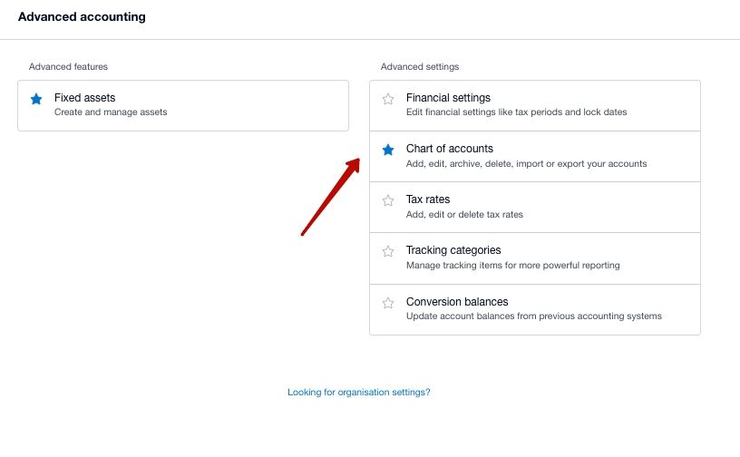 how to create the chart of accounts in xero step 2