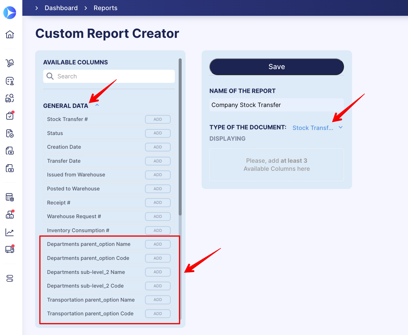 Custom Report Creator – general data