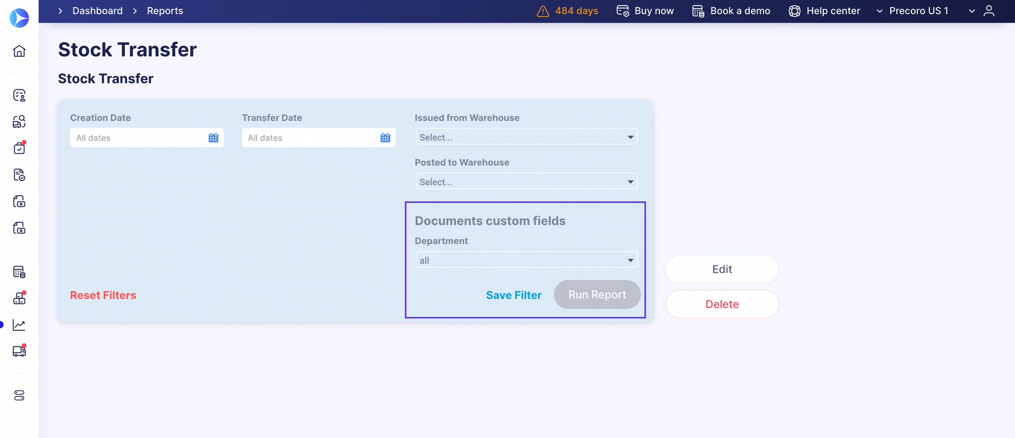Custom Report Creator – filer by Documents custom fields