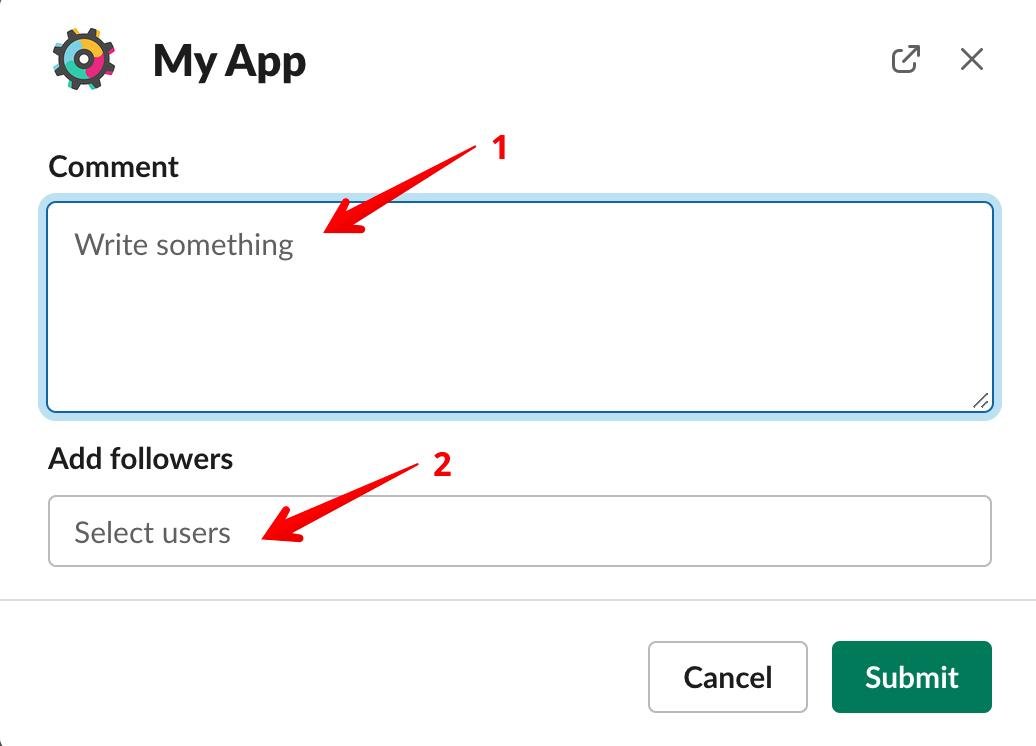 The fields for commenting and adding followers