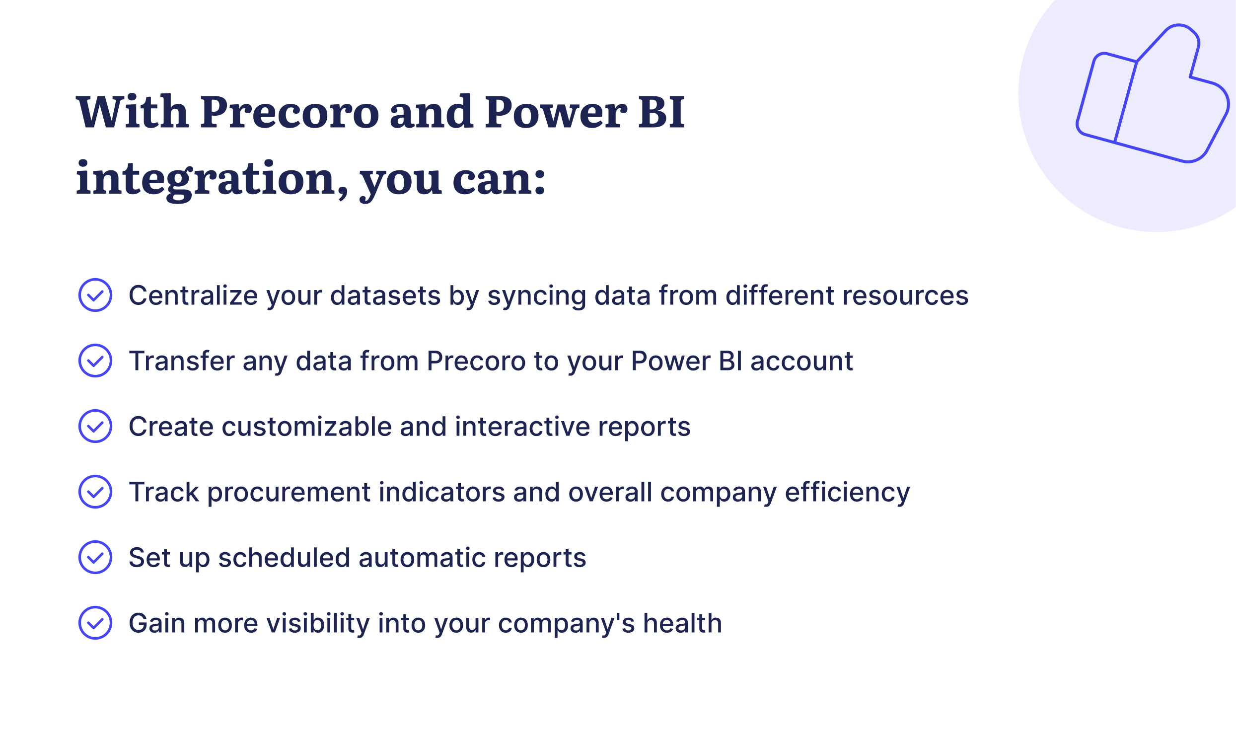 what you can do with precoro and power bi integration