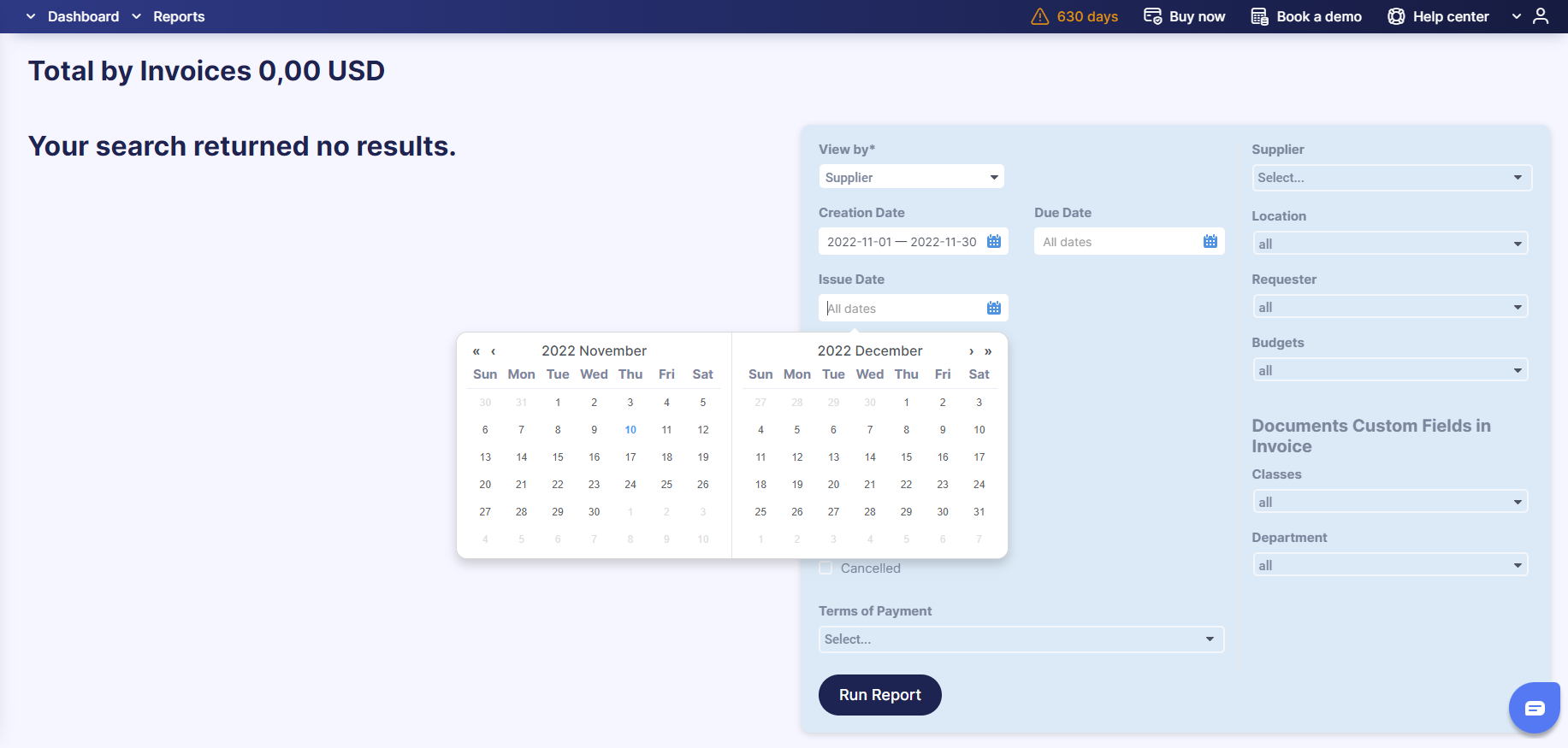 precoro issue date filter