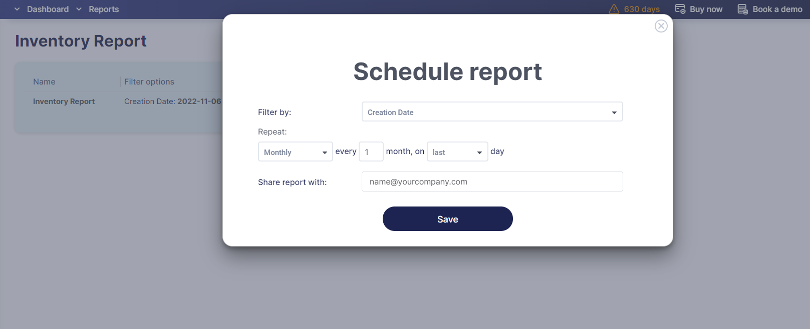 precoro scheduling inventory report