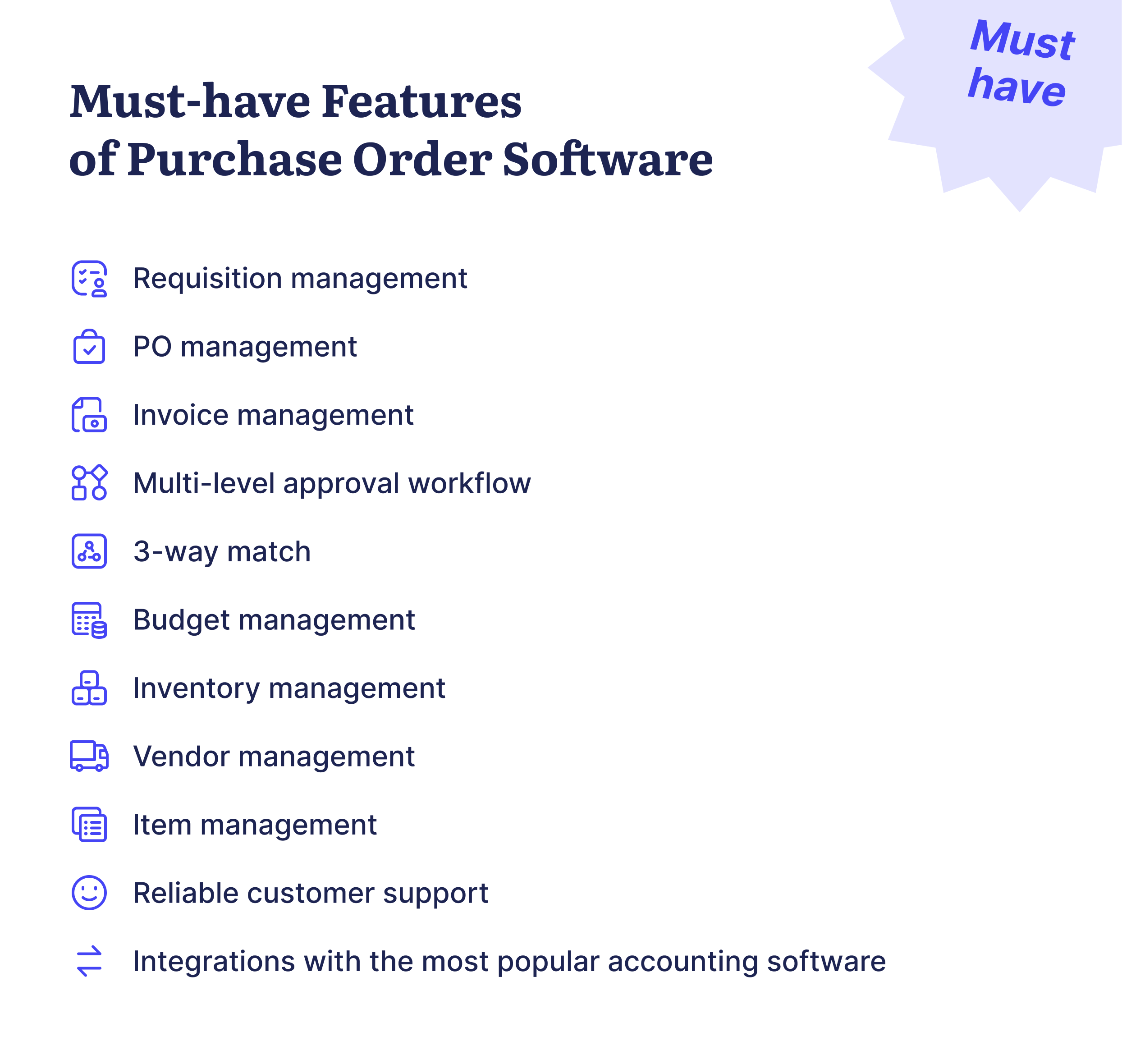 must-have features of purchase order software