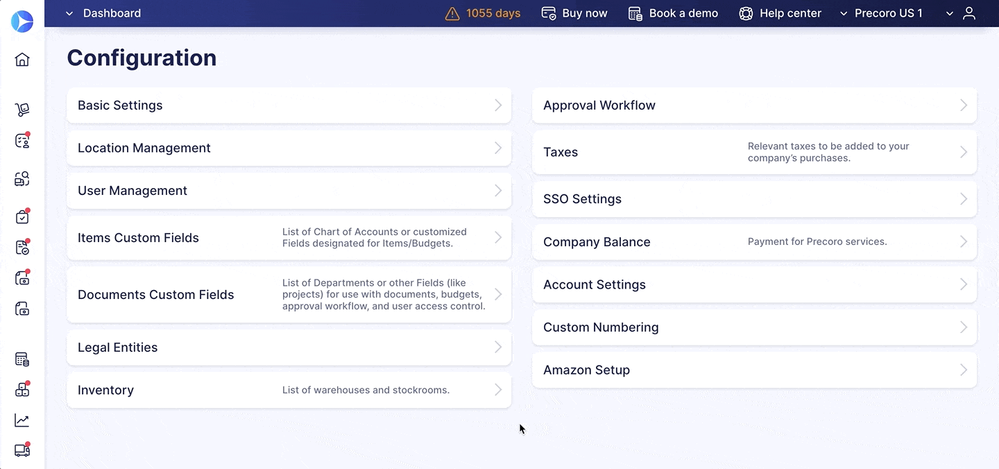 filtering documents by icf in precoro