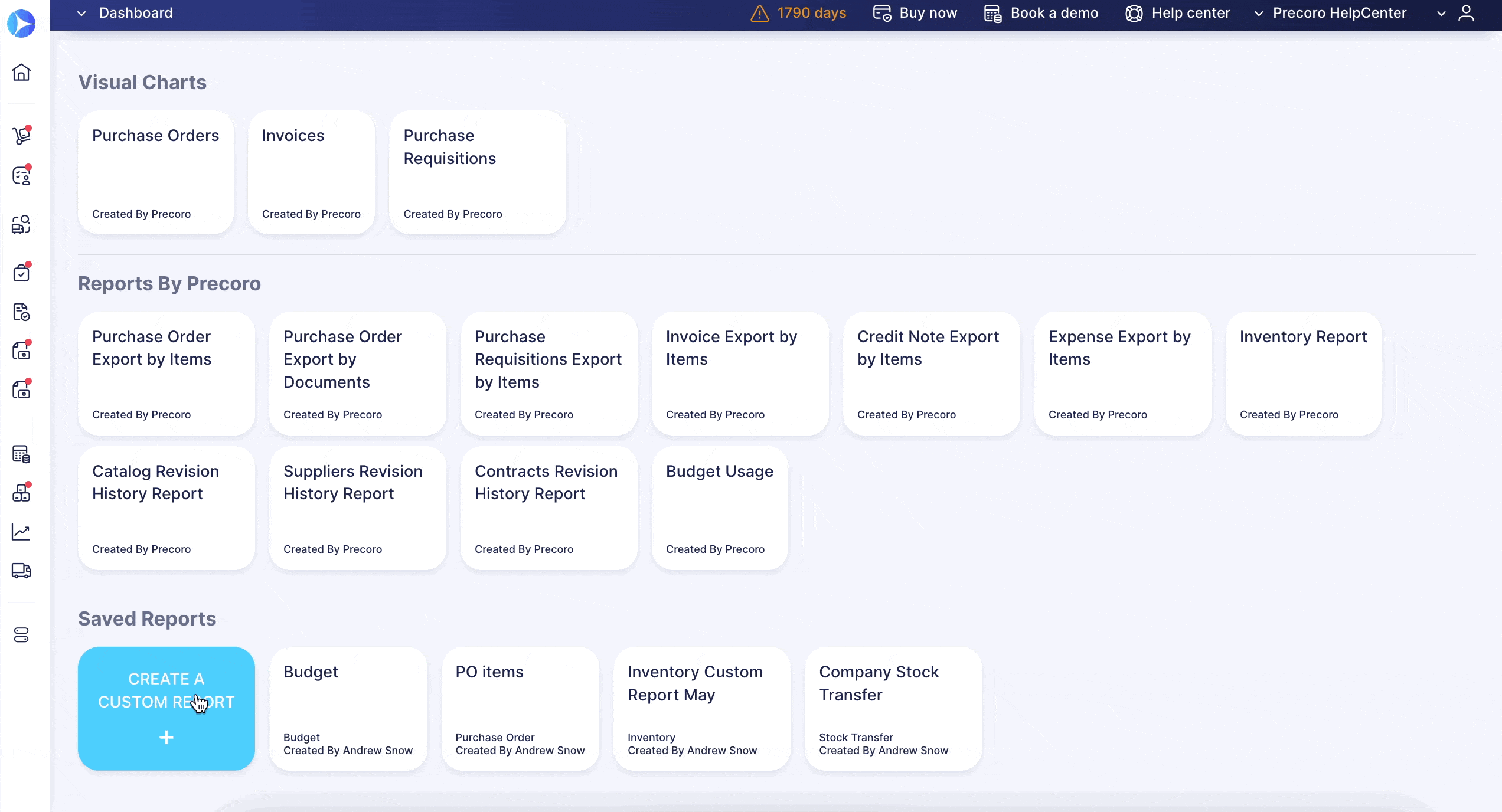 custom reports design update in precoro