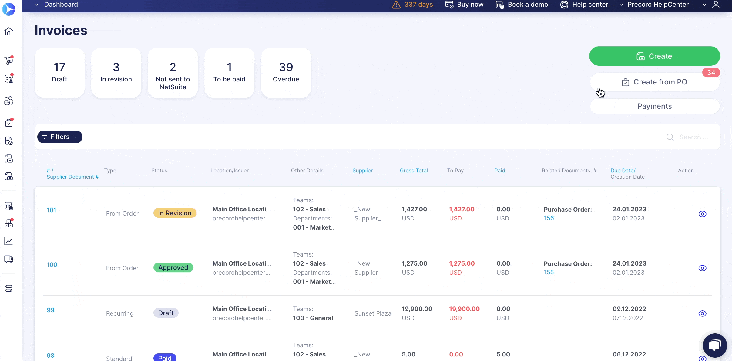 payment page in precoro