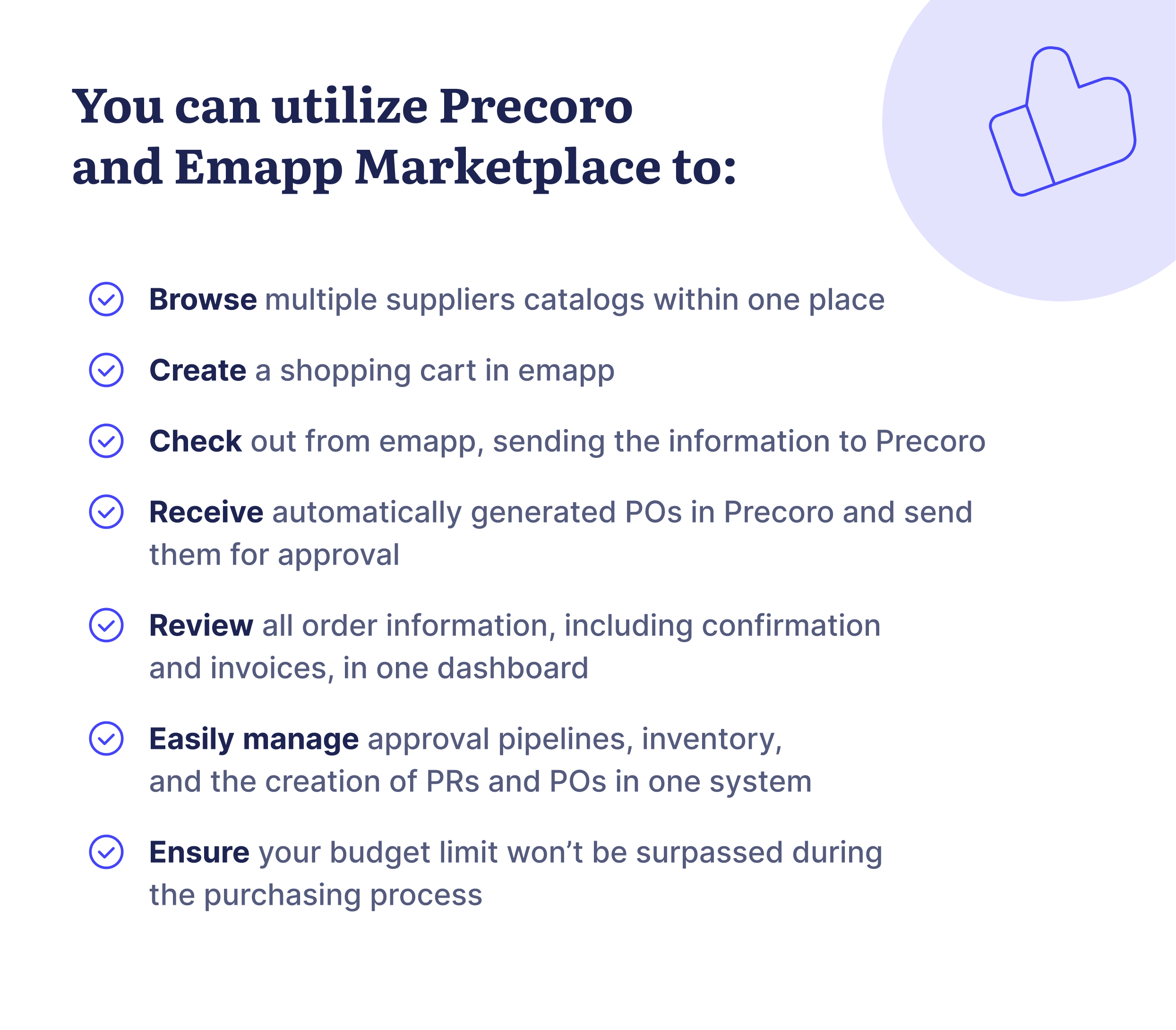 what you can do with precoro and emapp marketplace