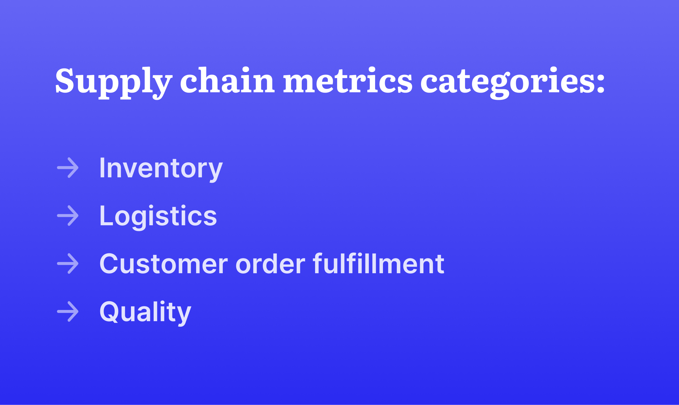 supply chain metrics categories