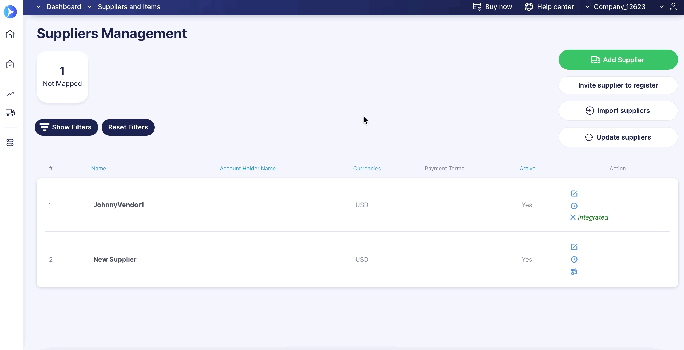 supplier mapping between netsuite and precoro