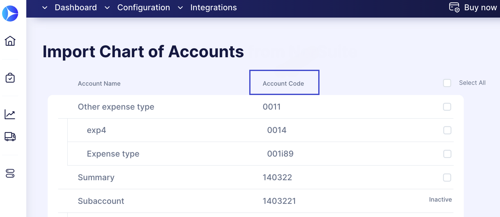 importing chart of account in precoro