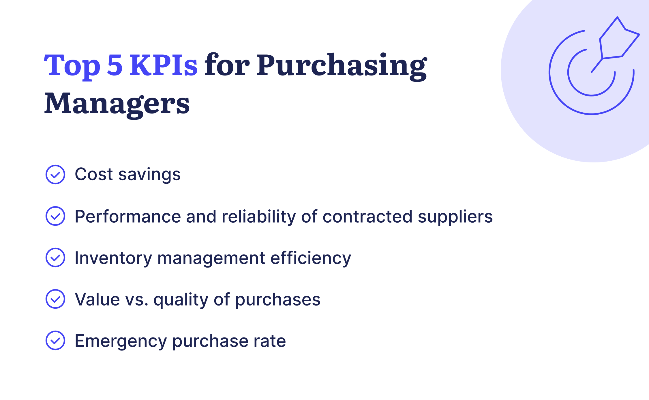 list of top 5 kpis for purchasing managers