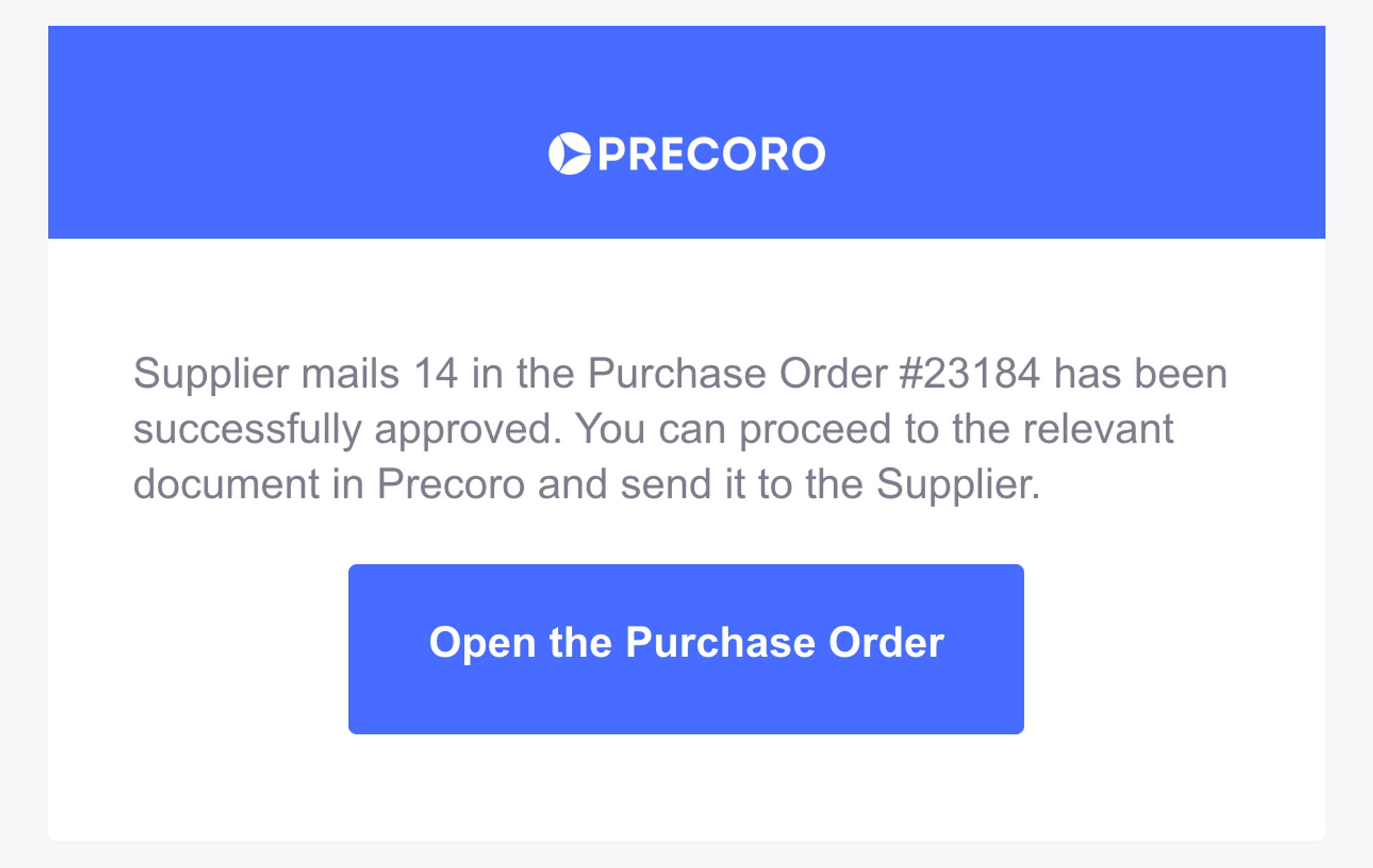 supplier approval notification in precoro