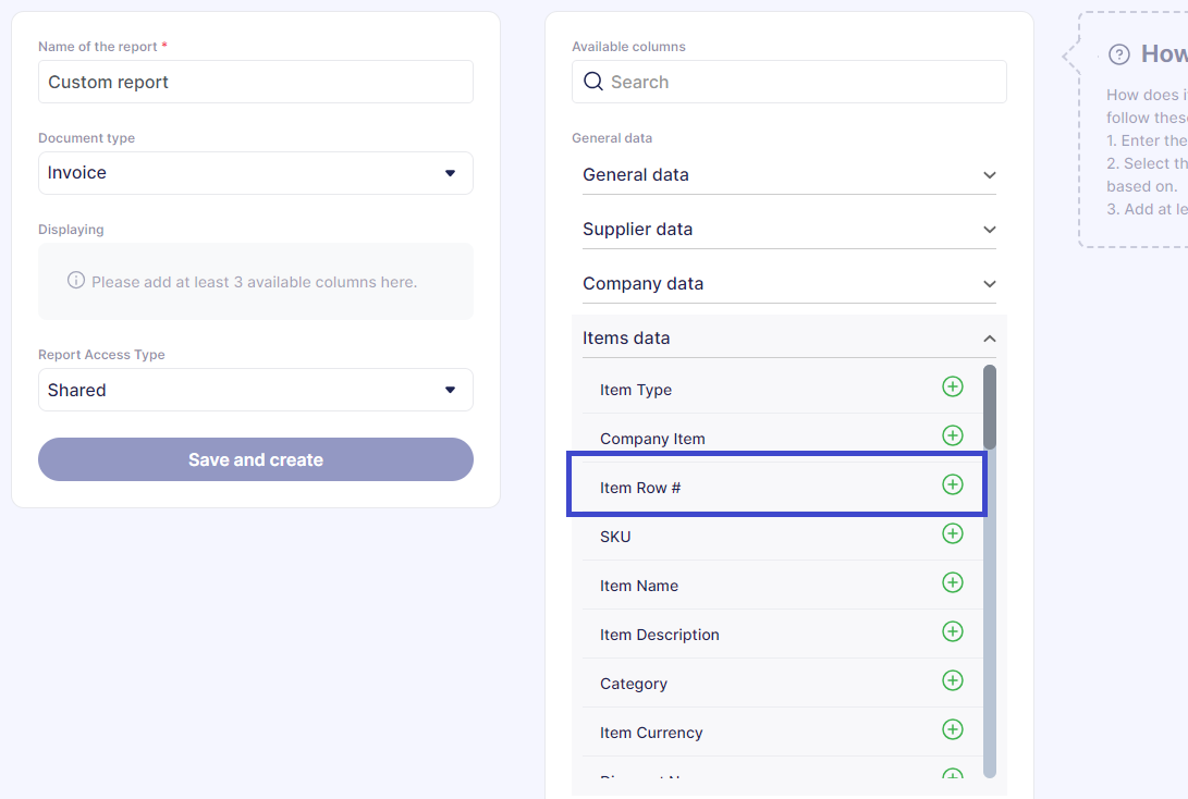 creating custom report in precoro