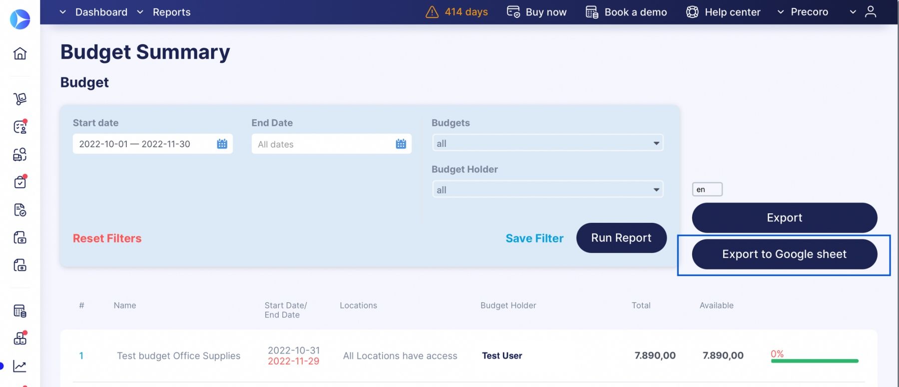 export to google sheet