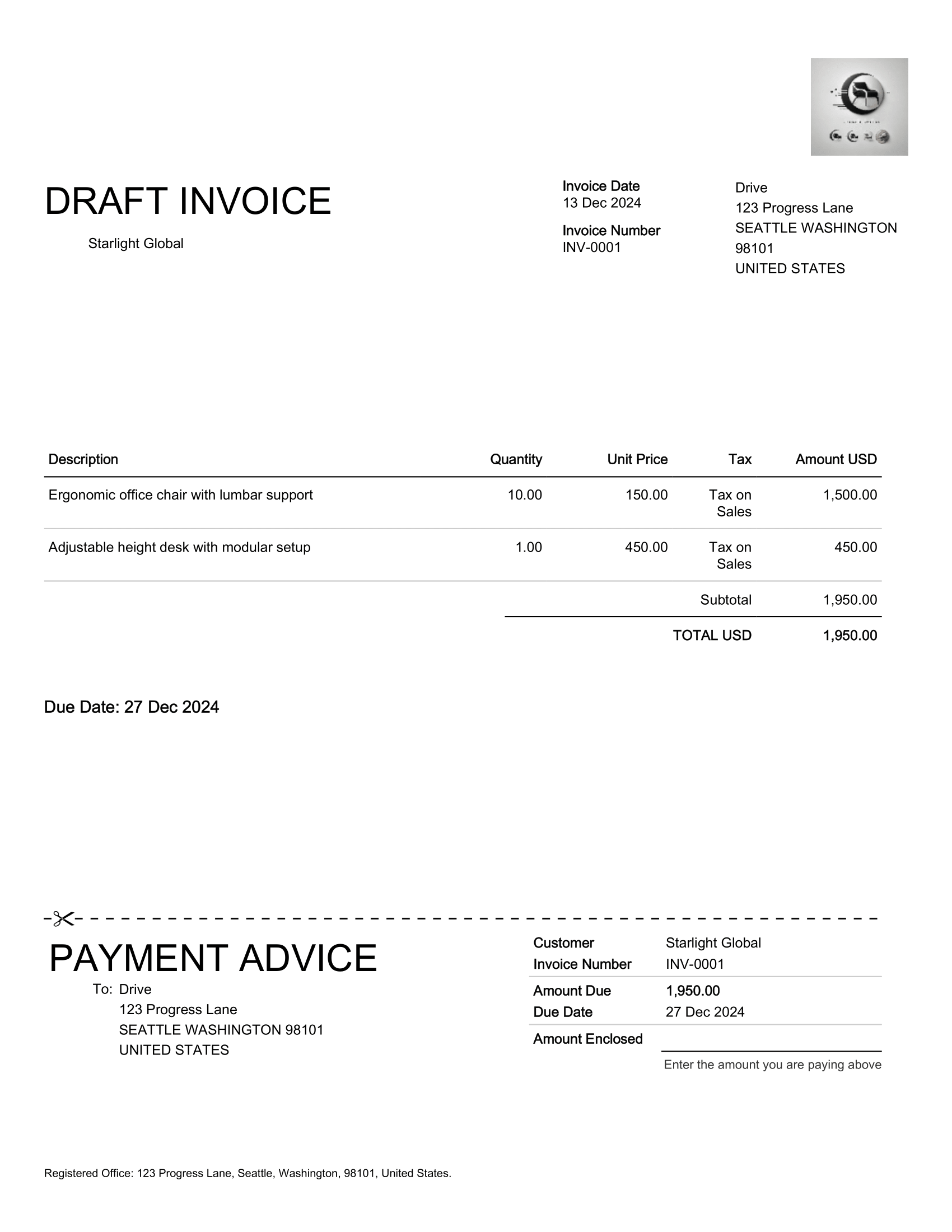 a xero invoice example