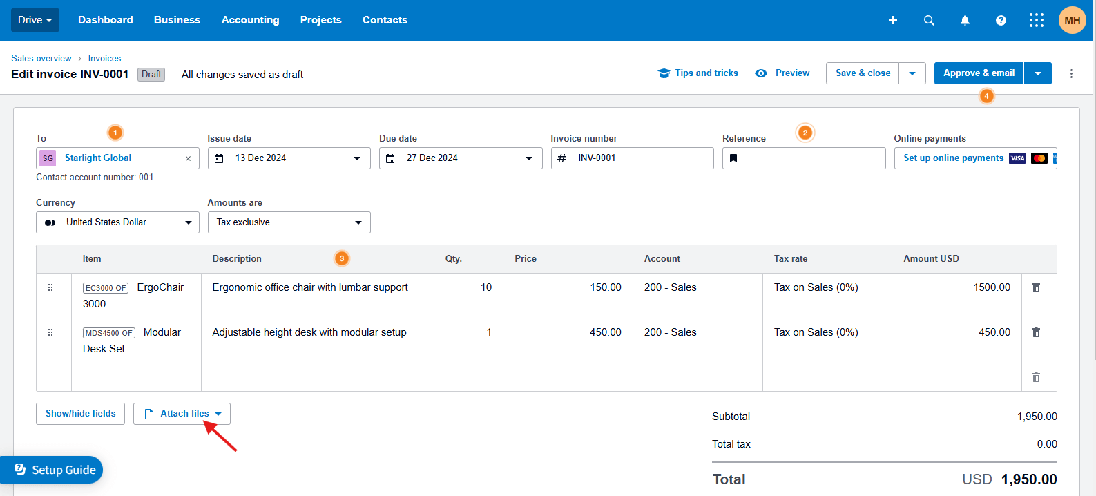 how to create an invoice in xero step 6