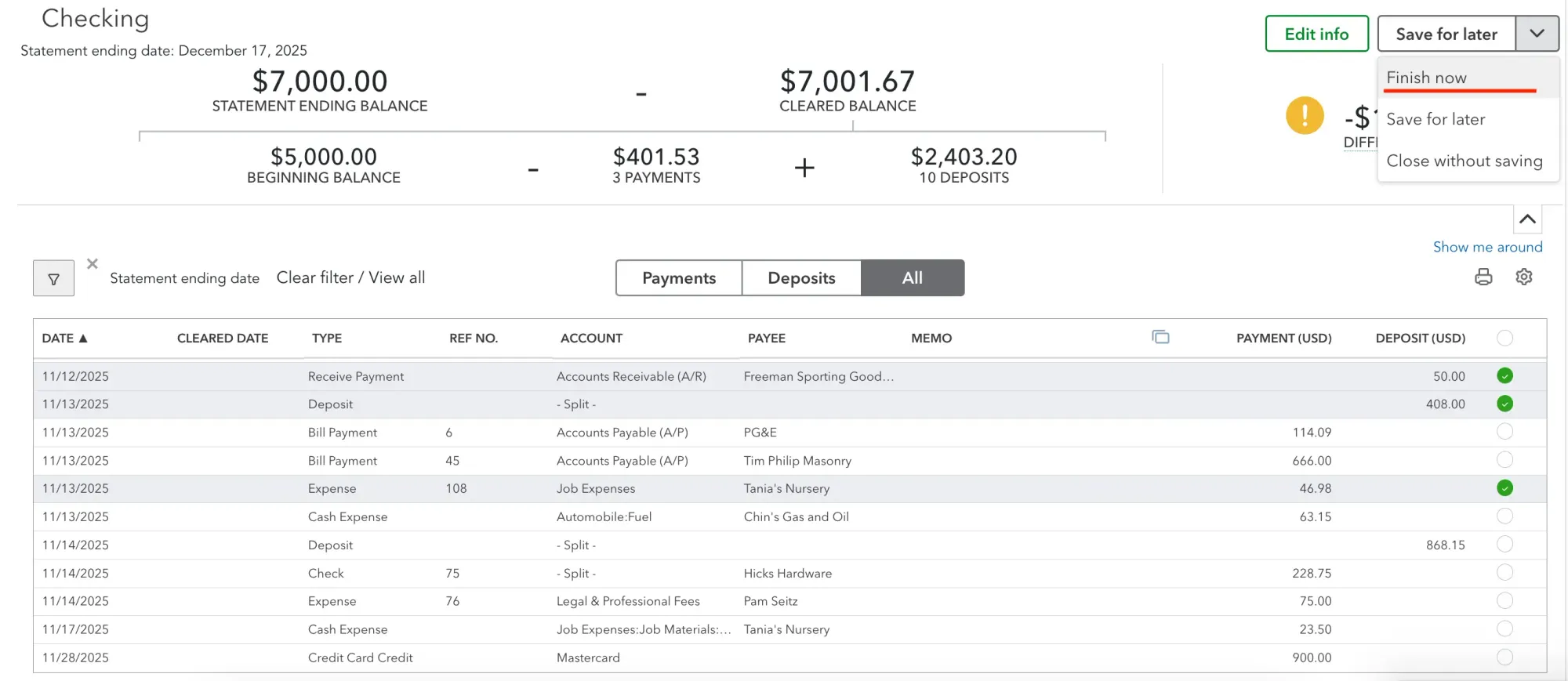 adjustment entry in quickbooks online step 1
