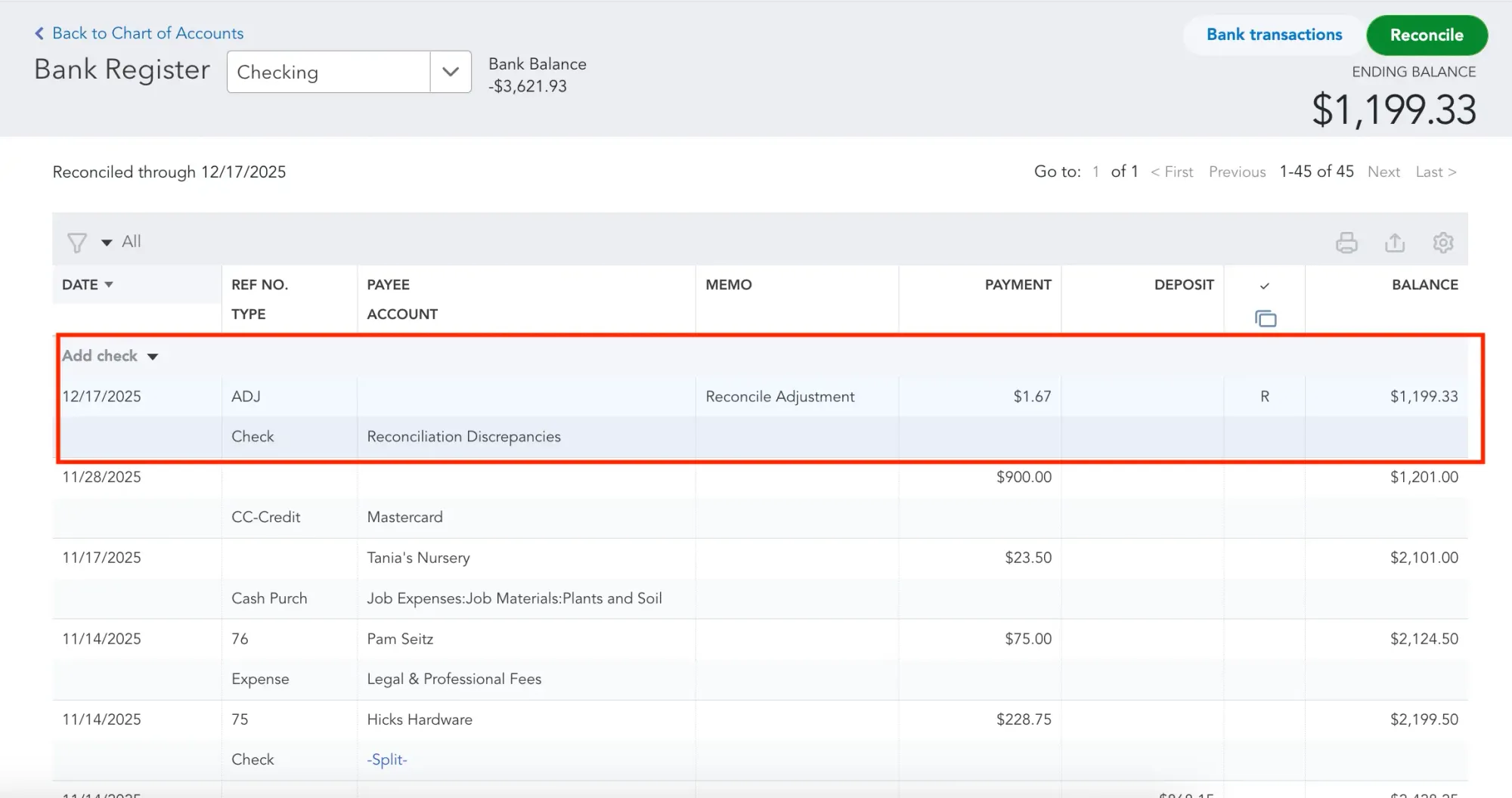 adjustment entry in quickbooks online step 3