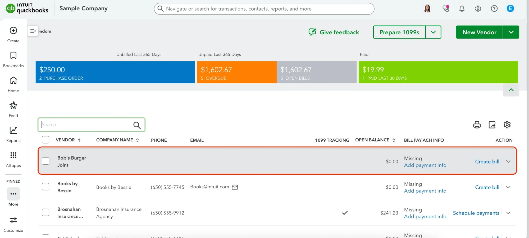 edit a purchase order in quickbooks online vendor tab step 2