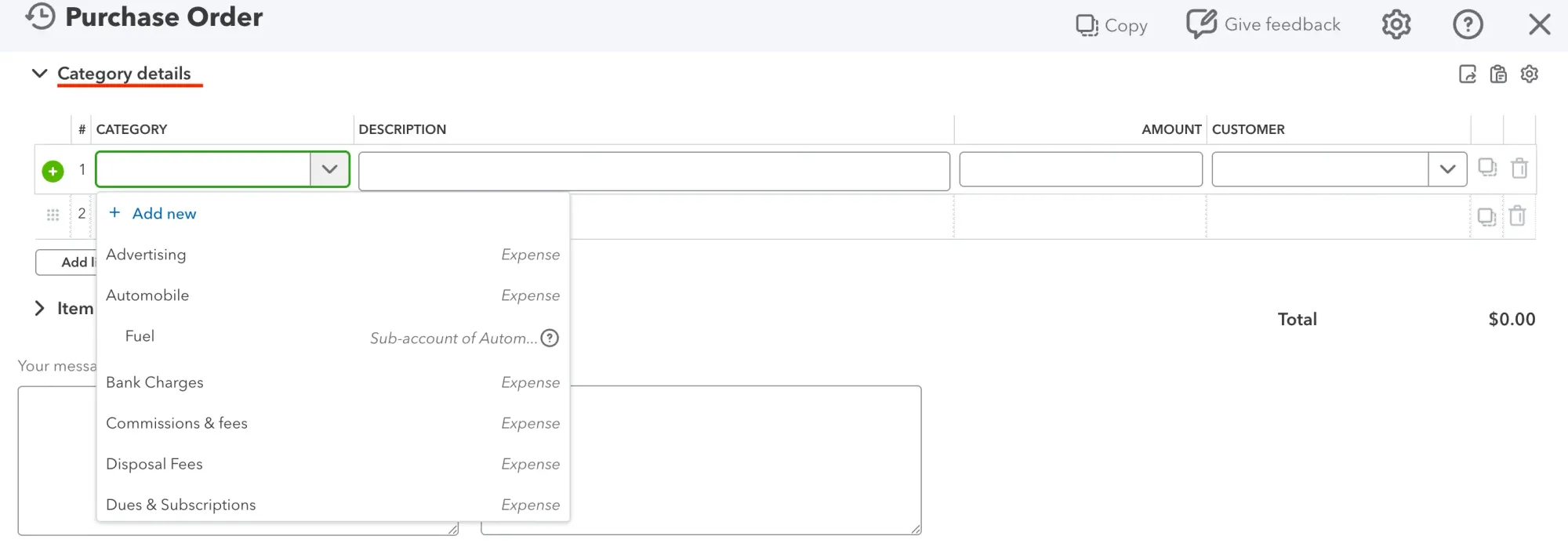 how to create a purchase order in quickbooks online step 7
