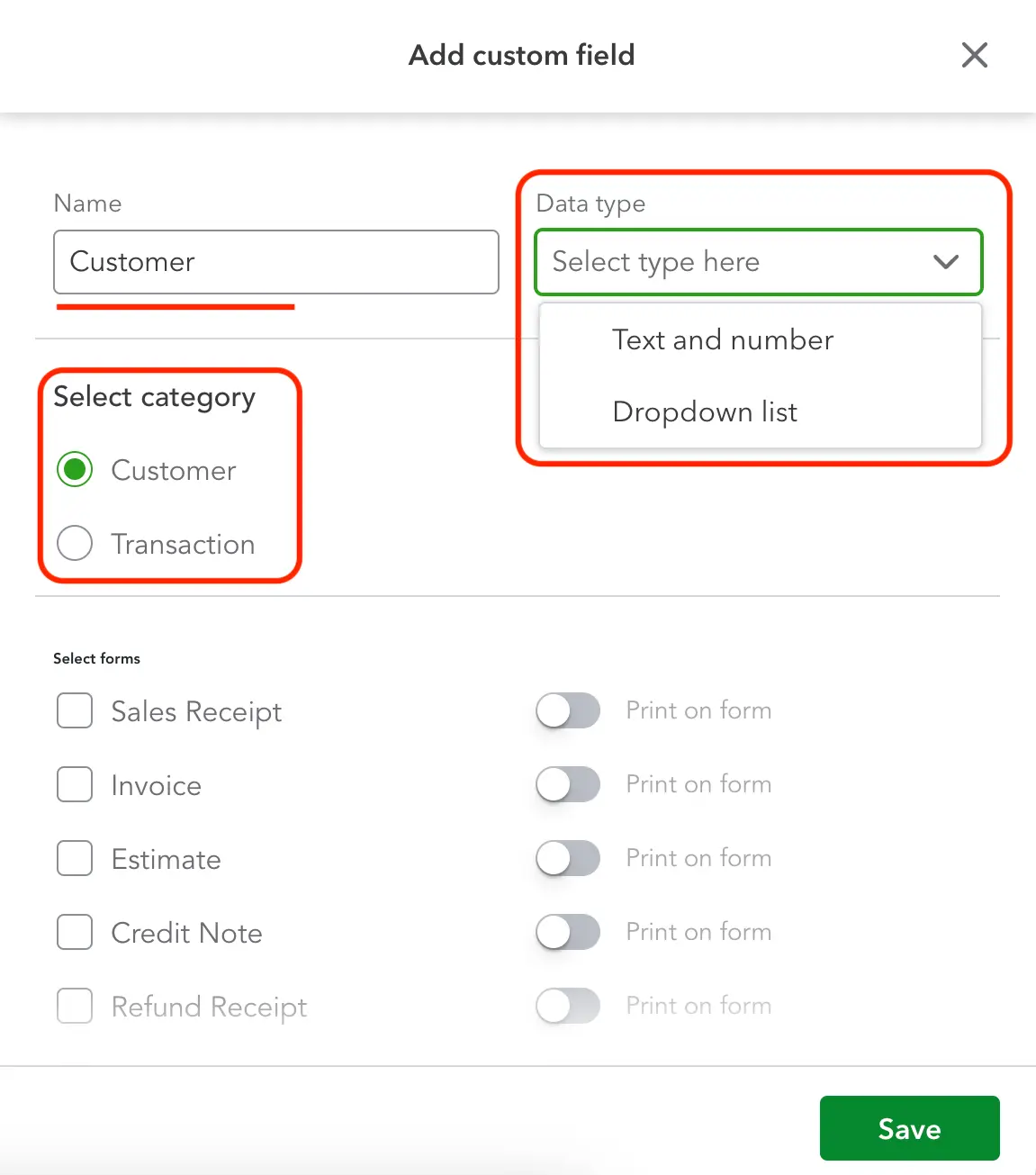 purchase order custom fields in quickbooks online step 3