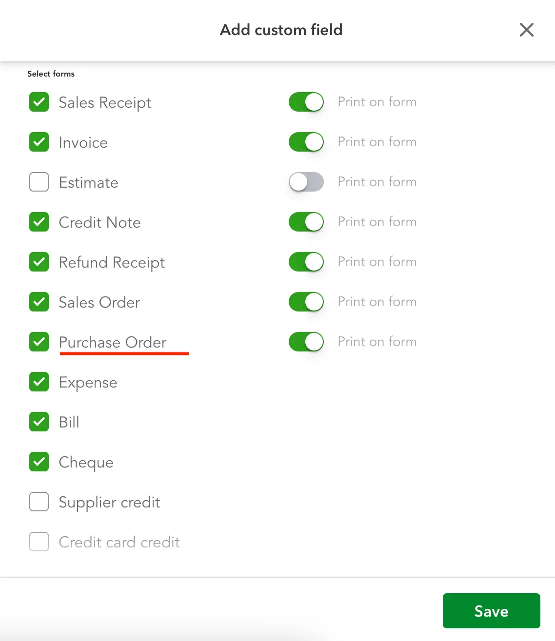 purchase order custom fields in quickbooks online step 4
