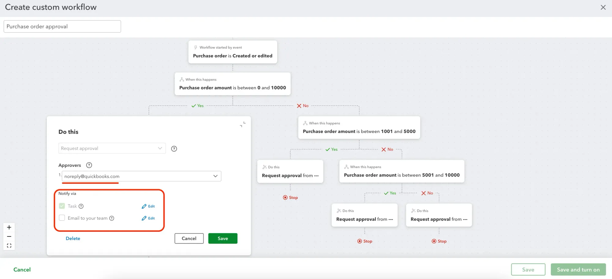 quickbooks online purchase order approval step 5