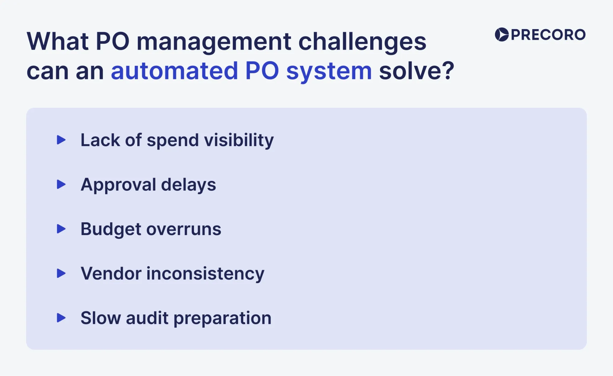 what po management challenges an automated po system solves
