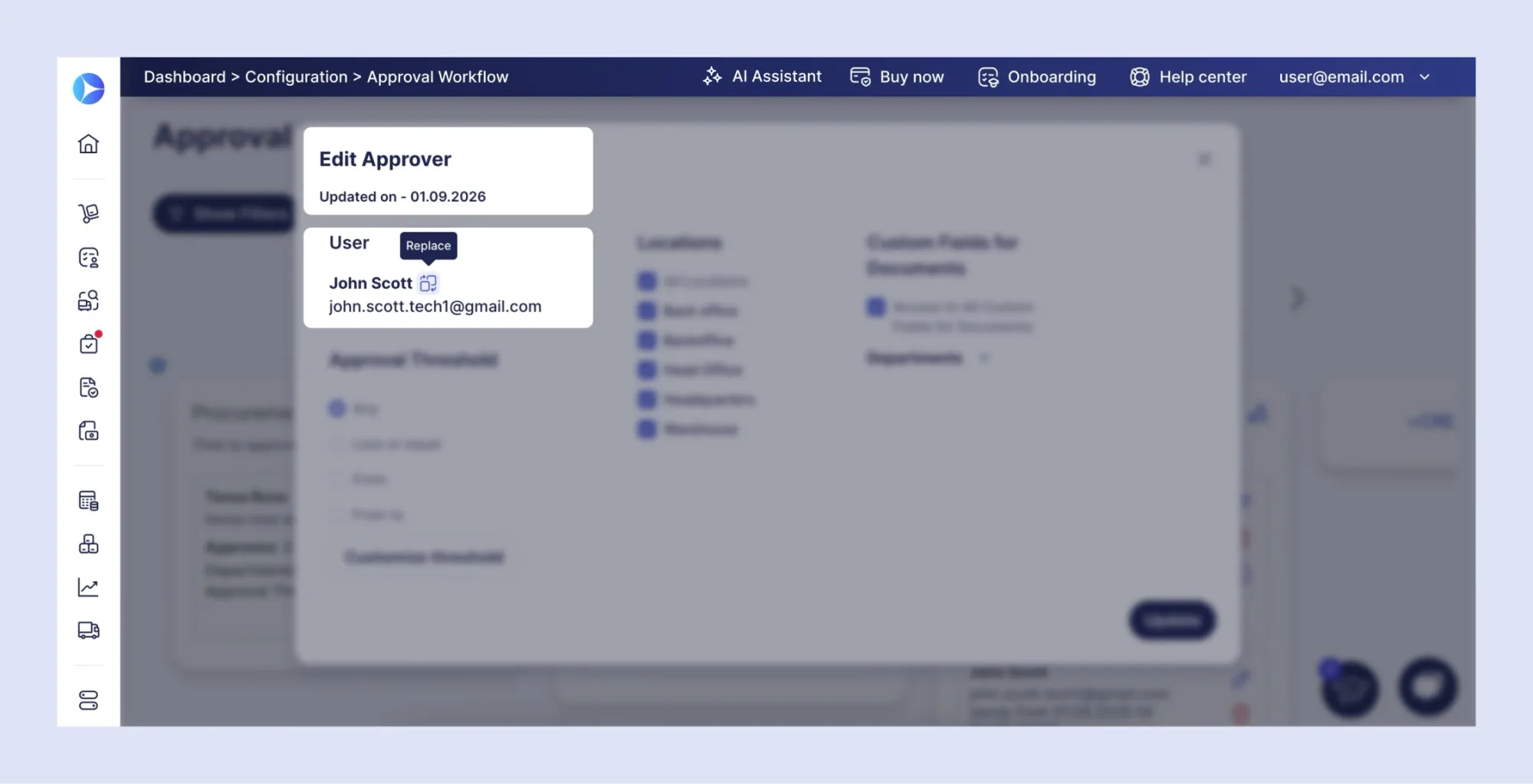 approver replacement