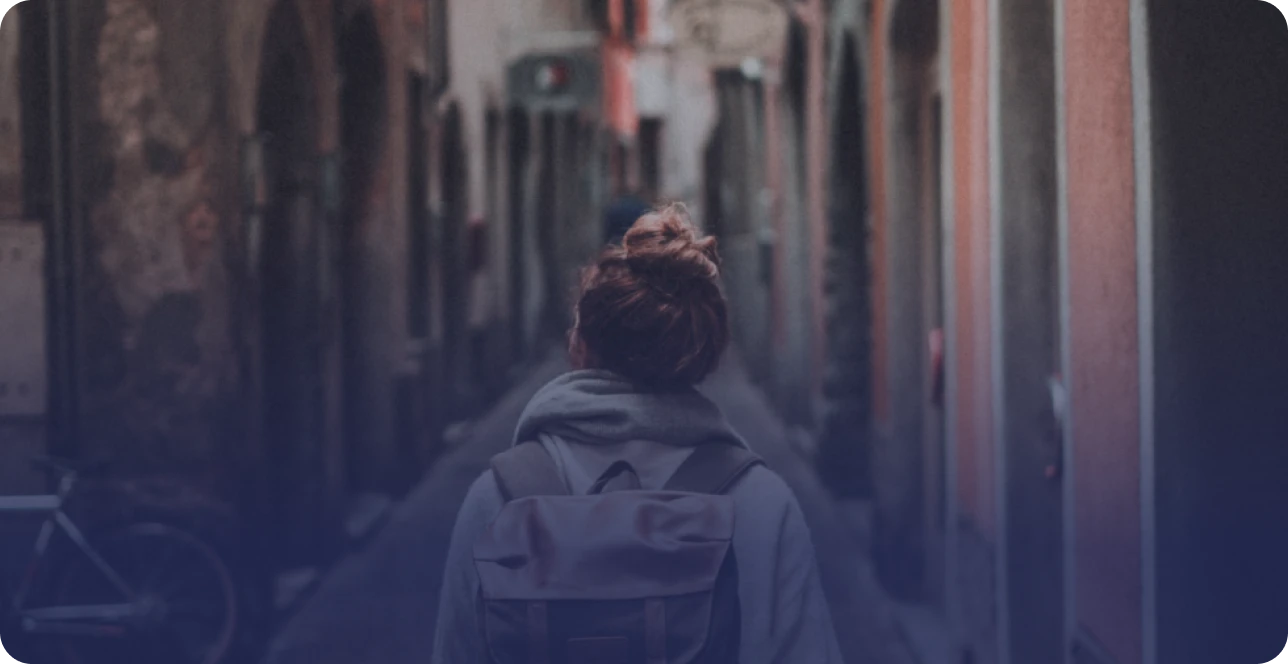 Woman walks in the city
